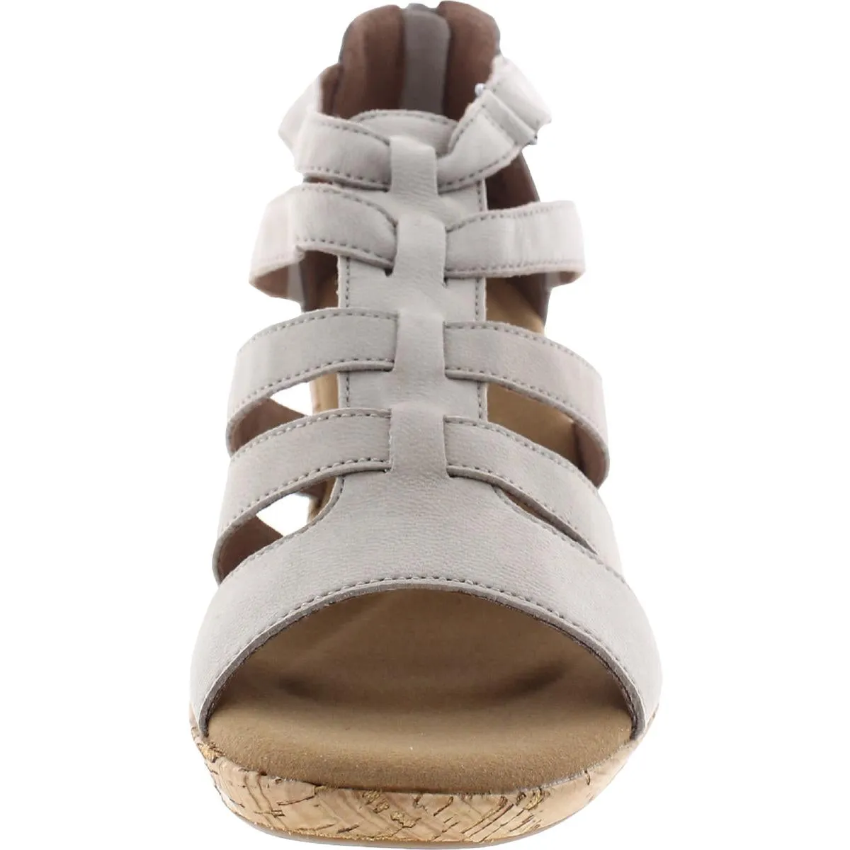 Briah Womens Leather Wedge Gladiator Sandals