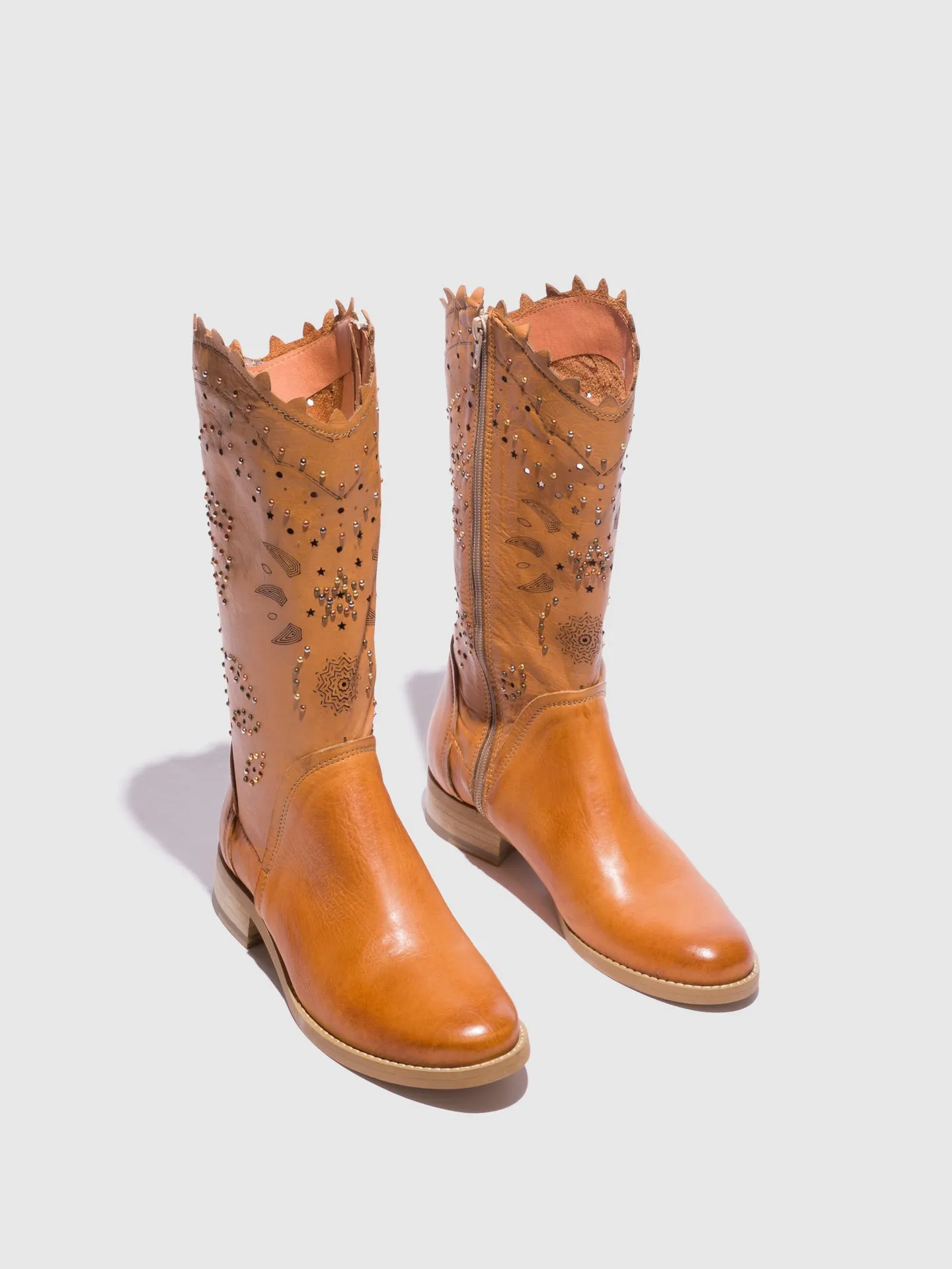 Brown Round Toe Boots