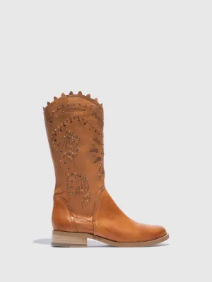 Brown Round Toe Boots
