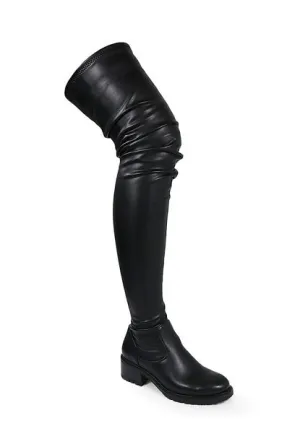 BRUNA1 - BLACK STRETCHY PU BOOTS