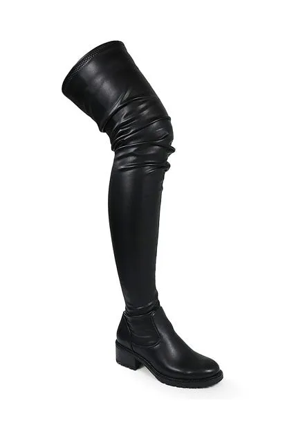 BRUNA1 - BLACK STRETCHY PU BOOTS