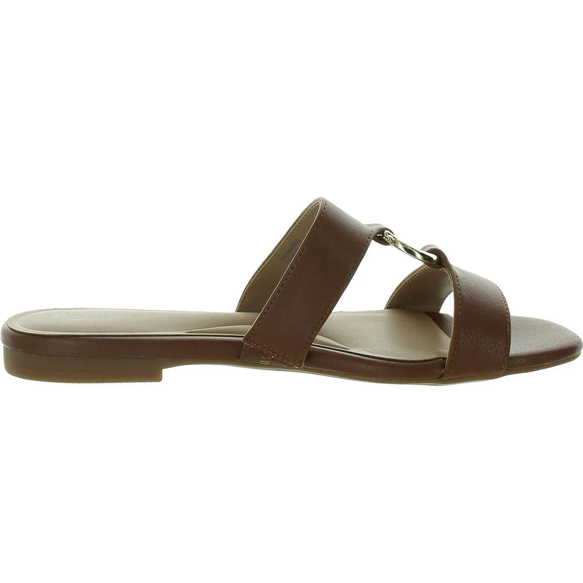 Caitlynn Womens Embellished Faux Leather Slide Sandals