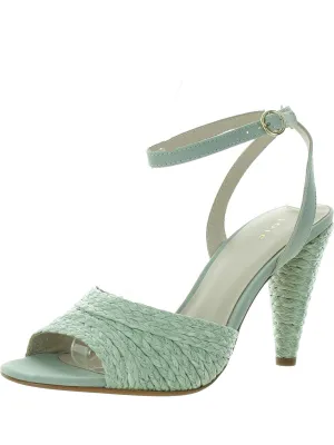 Calan Womens Leather Raffia Heels
