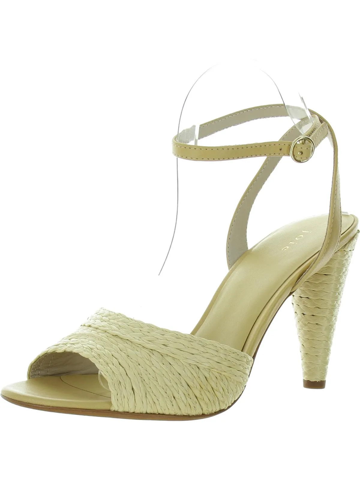 Calan Womens Leather Raffia Heels