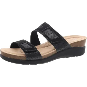 Calenne Maye  Womens Strappy Faux Leather Wedge Sandals