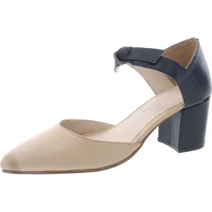 Camille Womens Block Heel Leather Ankle Strap