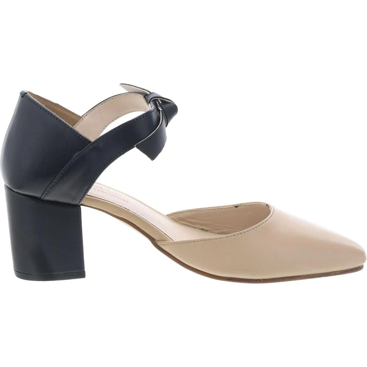 Camille Womens Block Heel Leather Ankle Strap