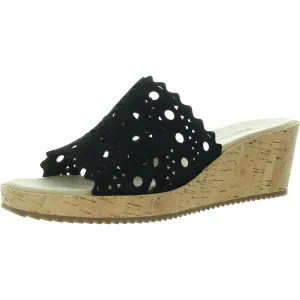 Cammie Womens Cut-Out Faux Suede Wedge Sandals