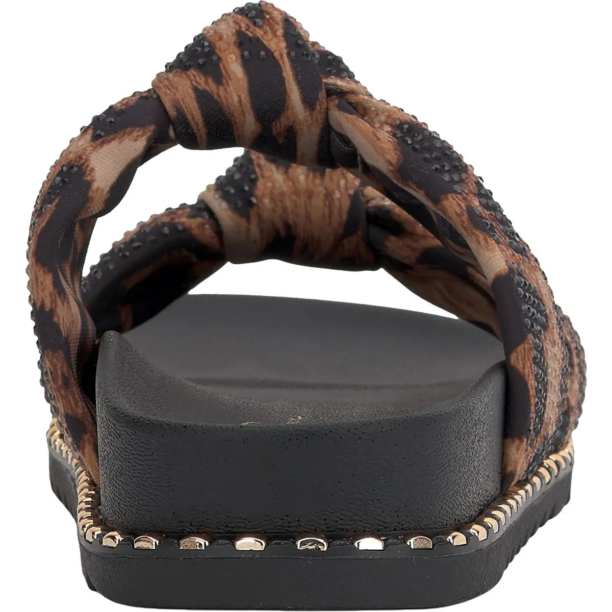 Caralyna 2 Womens Leopard Print Embellished Slide Sandals