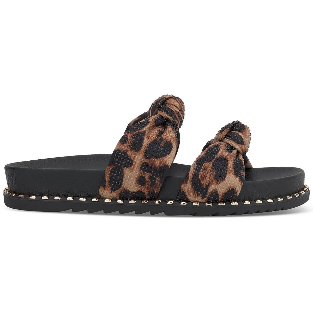 Caralyna 2 Womens Leopard Print Embellished Slide Sandals