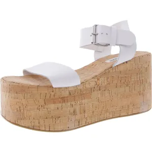 Caspian Womens Cork Leather Platform Sandals