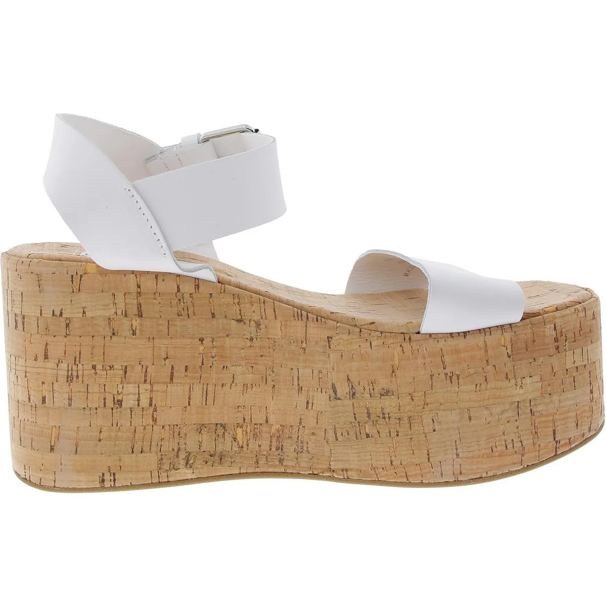 Caspian Womens Cork Leather Platform Sandals