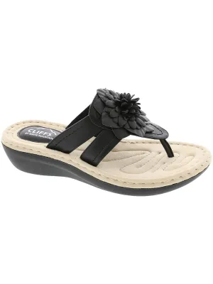 Cassia Womens aux Faux Leather Thong Sandals