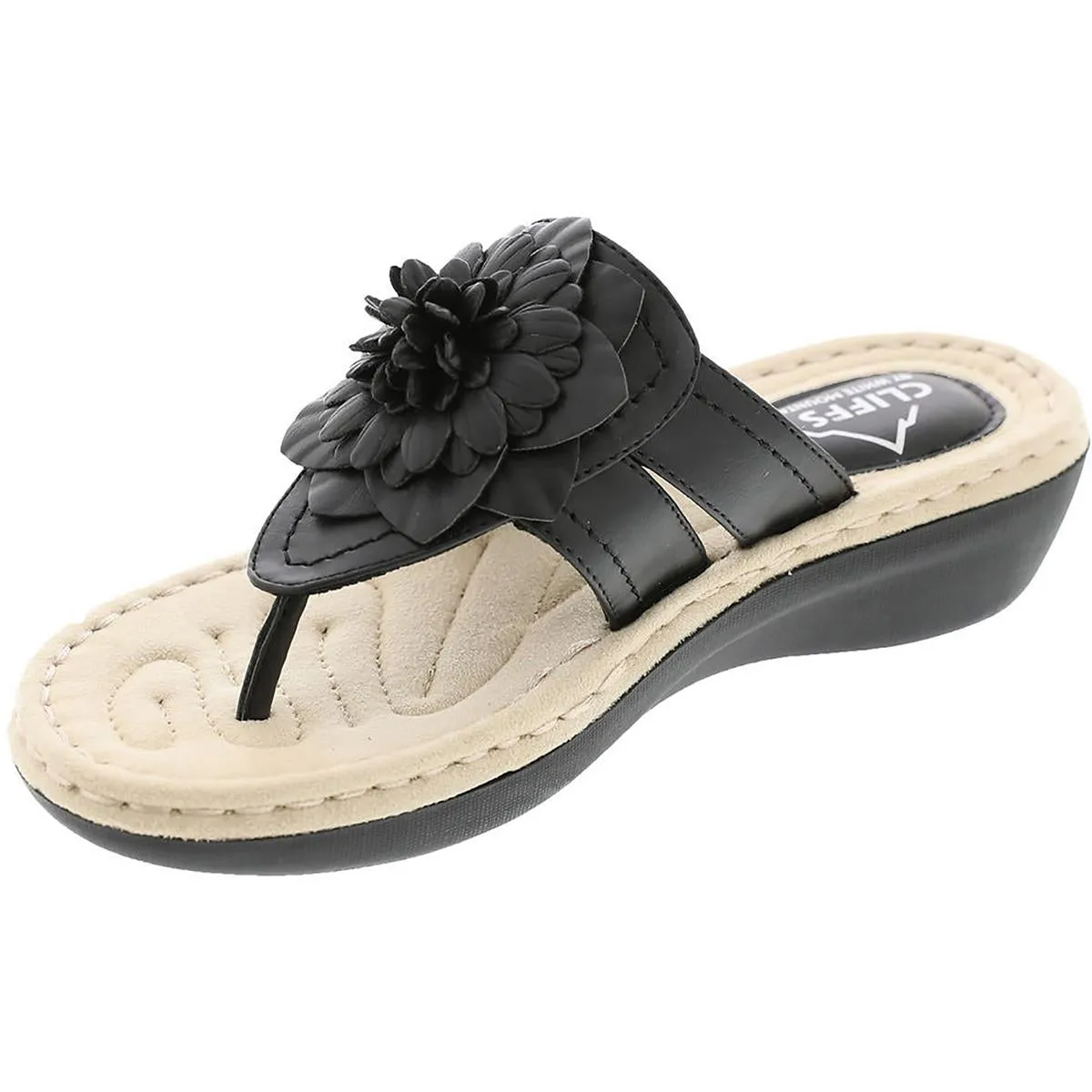 Cassia Womens aux Faux Leather Thong Sandals