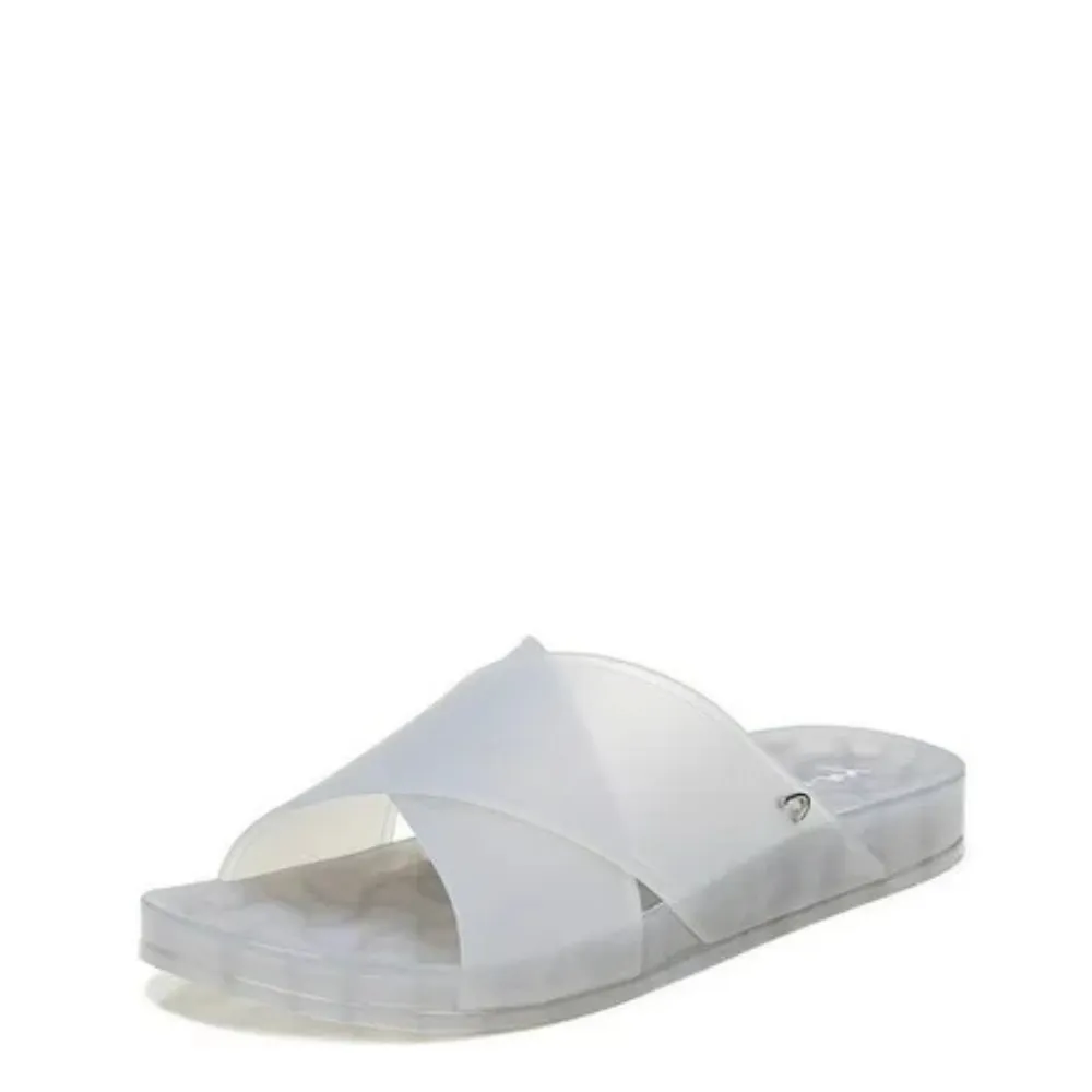 Circus NY by Sam Edelman Jaylee Sandal Women's 5 Silver Cross Strap Slide KHD571