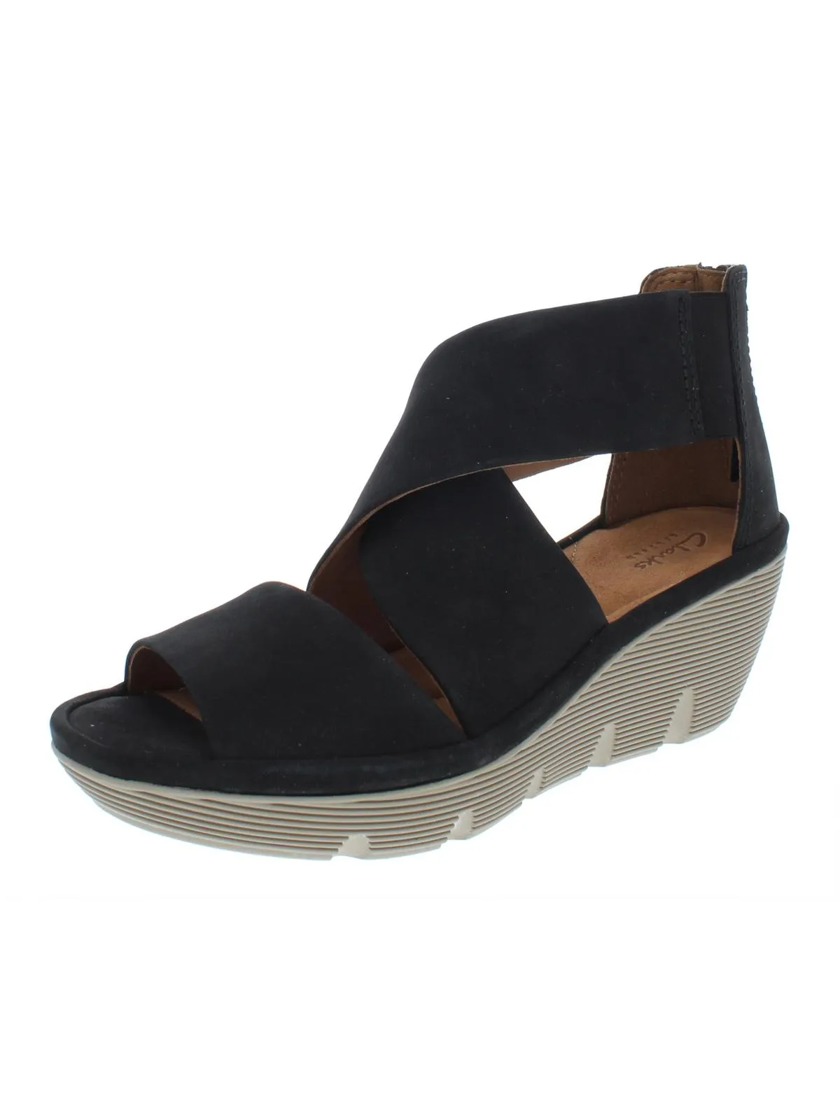 Clarene Glamor Womens Nubuck Ankle Wedge Sandals