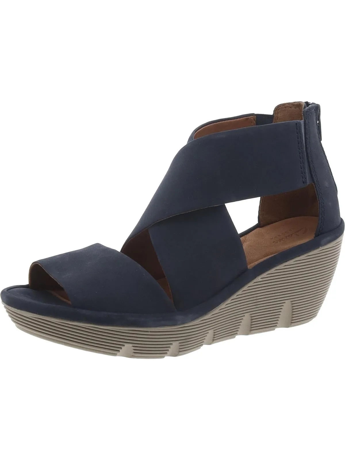 Clarene Glamor Womens Nubuck Ankle Wedge Sandals