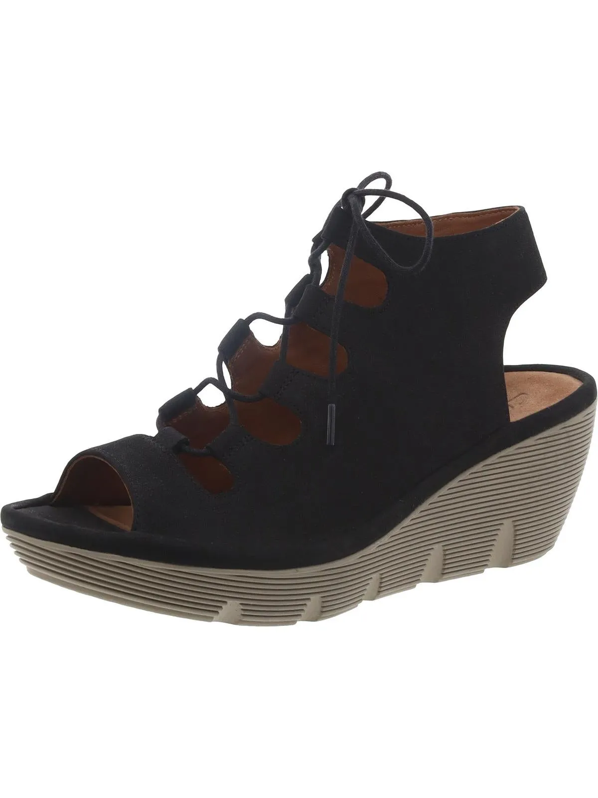 Clarene Glamor Womens Nubuck Ankle Wedge Sandals