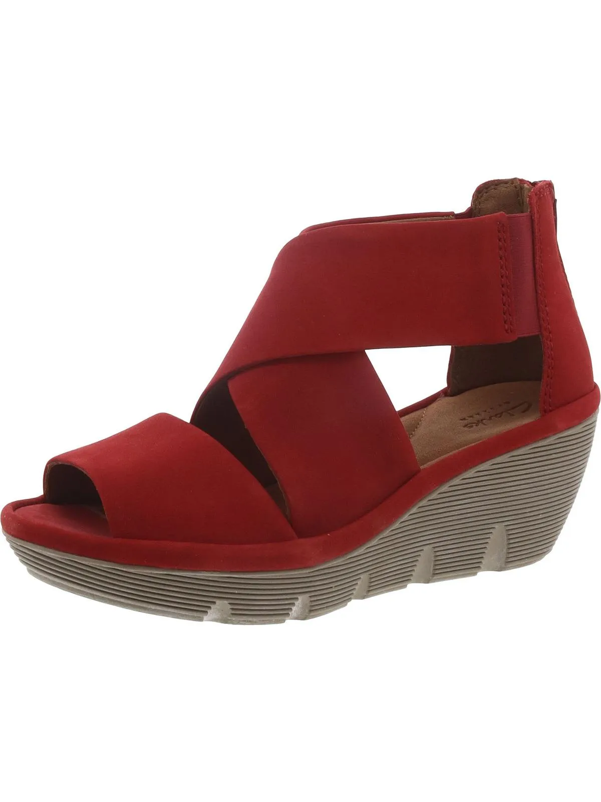 Clarene Glamor Womens Nubuck Ankle Wedge Sandals