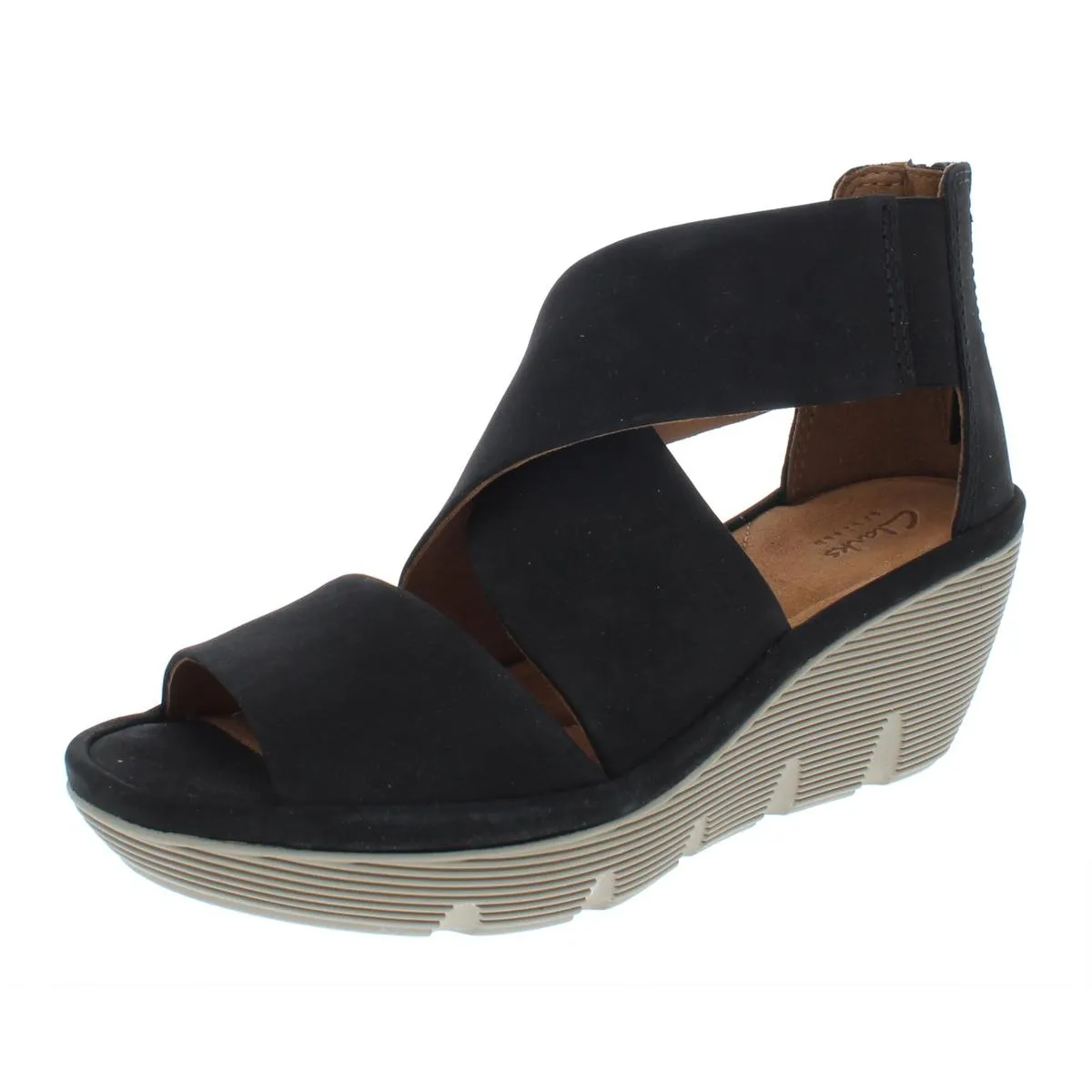 Clarene Glamor Womens Nubuck Ankle Wedge Sandals
