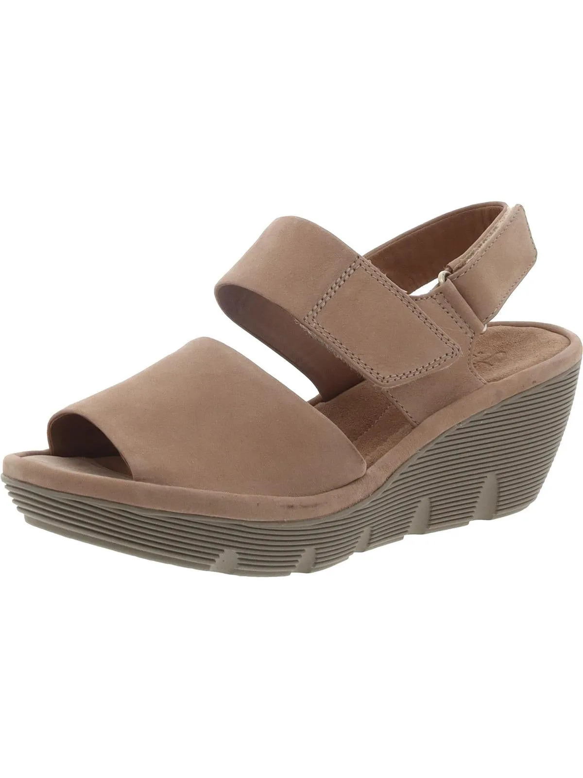 Clarene Glamor Womens Nubuck Ankle Wedge Sandals
