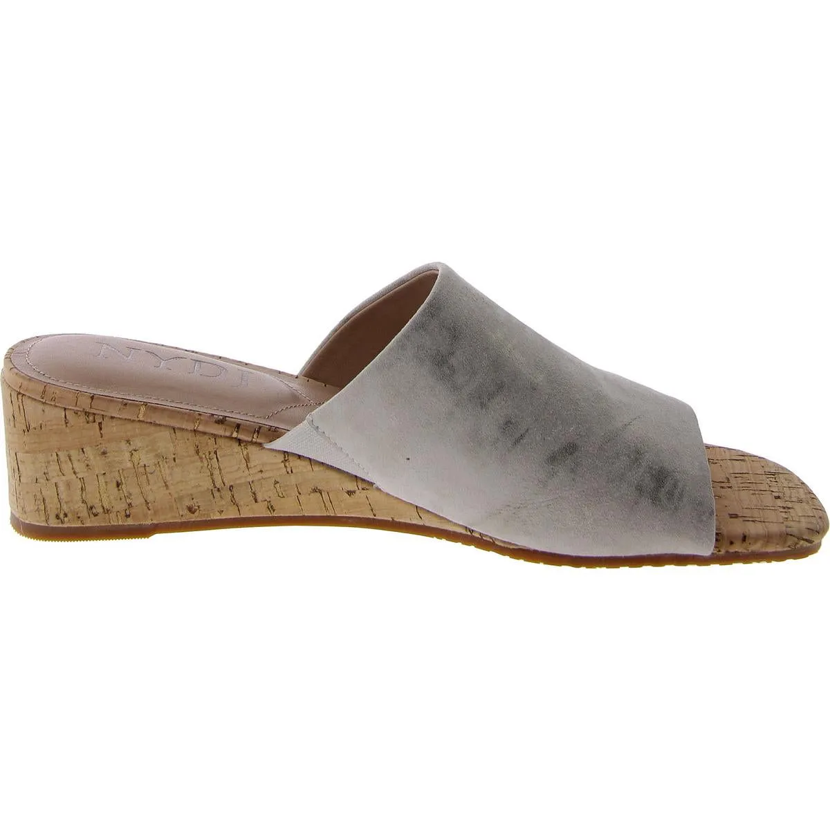 CLAUDINE Womens Faux Suede Square toe Wedge Sandals