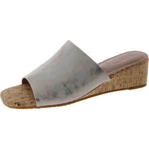 CLAUDINE Womens Faux Suede Square toe Wedge Sandals