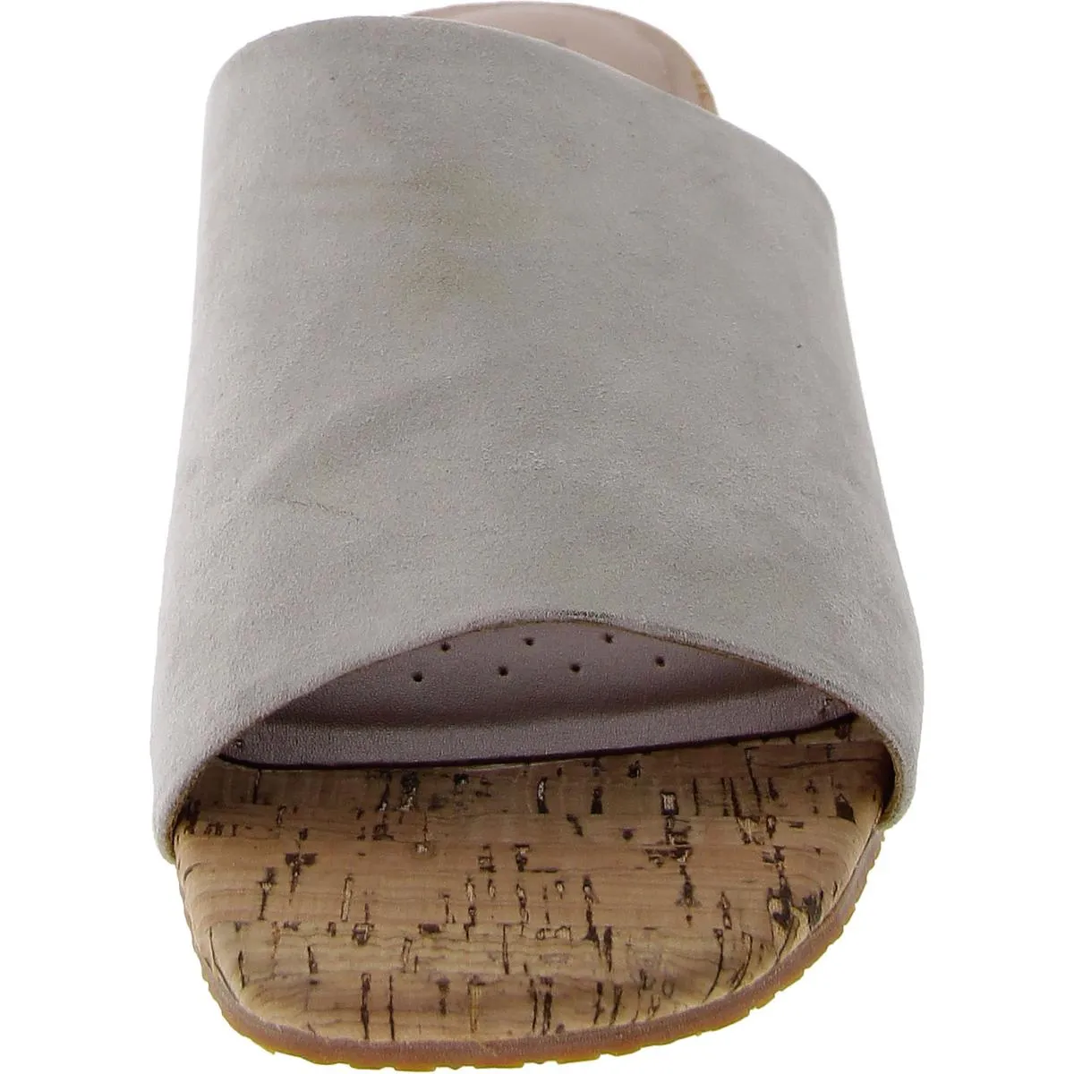 CLAUDINE Womens Faux Suede Square toe Wedge Sandals