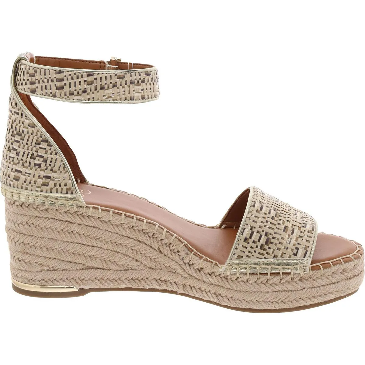 Clemens Womens Contrast Trim Canvas Wedge Sandals