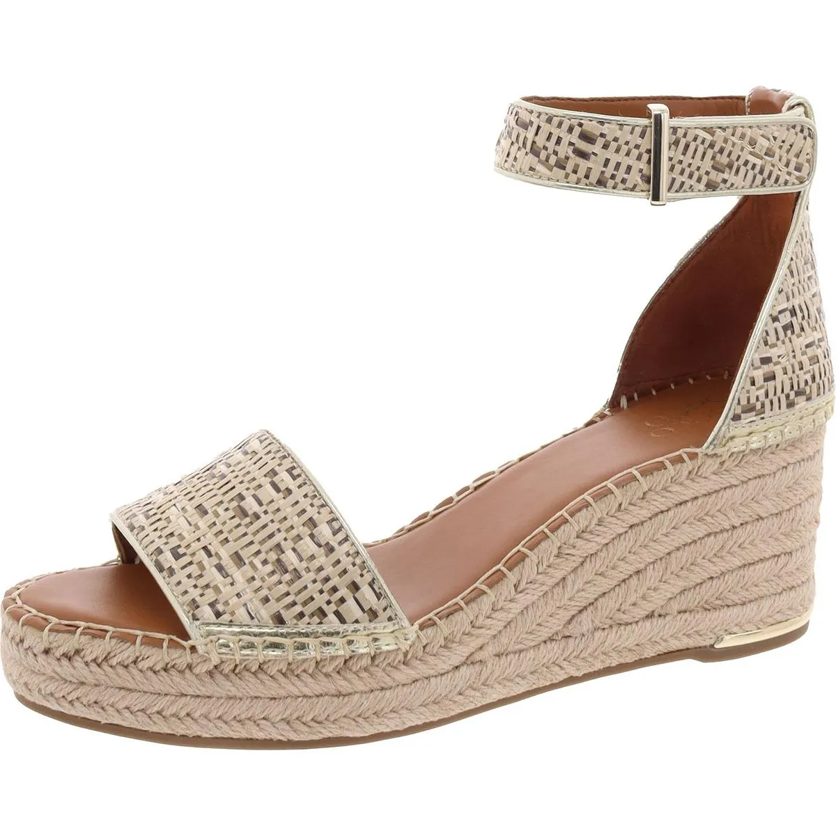 Clemens Womens Contrast Trim Canvas Wedge Sandals