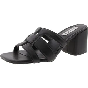 Clover Womens Padded Insole Leather Block Heel