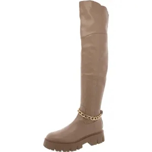 Coen Womens Chain Leather Knee-High Boots
