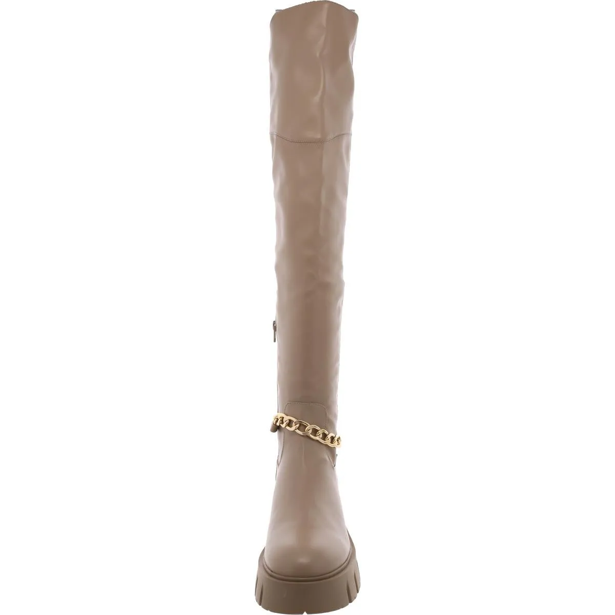Coen Womens Chain Leather Knee-High Boots