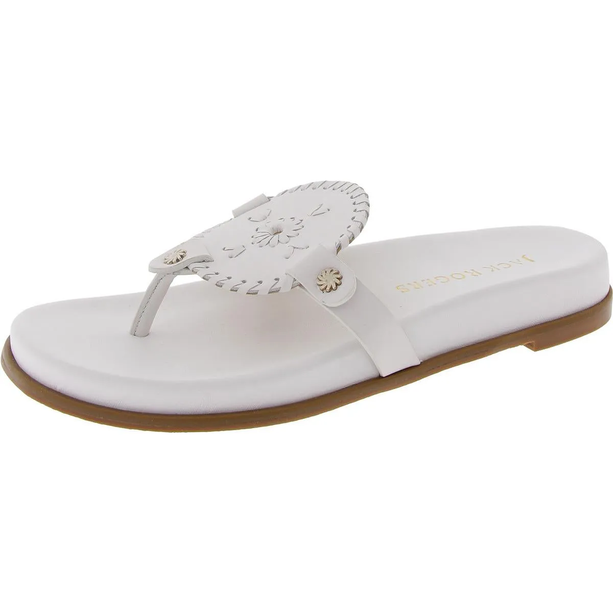 Collins Womens Leather Metallic Thong Sandals