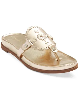 Collins Womens Leather Metallic Thong Sandals