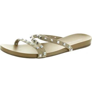 Conni Womens Studded Faux Leather Slide Sandals