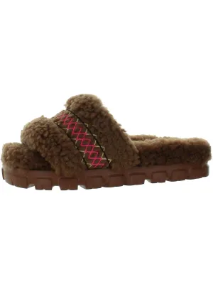 Cozetta Braid Womens Sheepskin Slip-On Slide Sandals