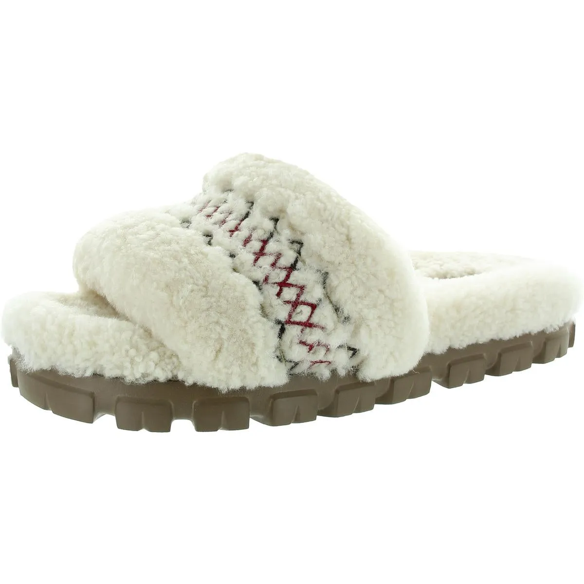 Cozetta Braid Womens Sheepskin Slip-On Slide Sandals