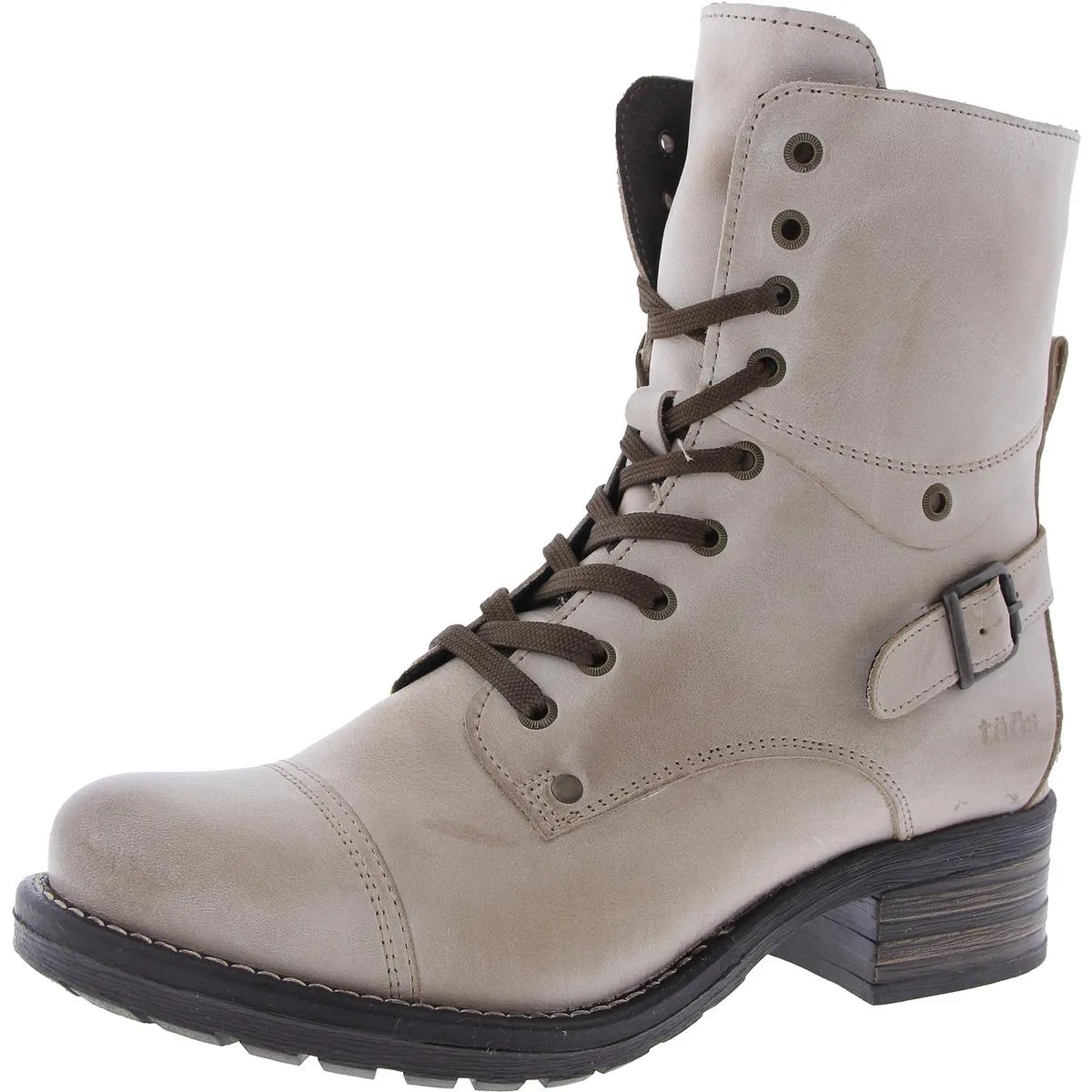 Crave Womens Leather Ankle Combat Boots