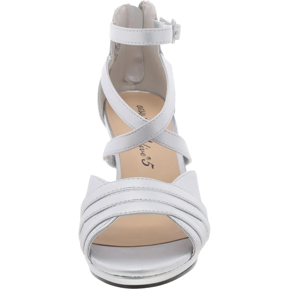 Crissa Womens Satin Peep Toe Block Heel