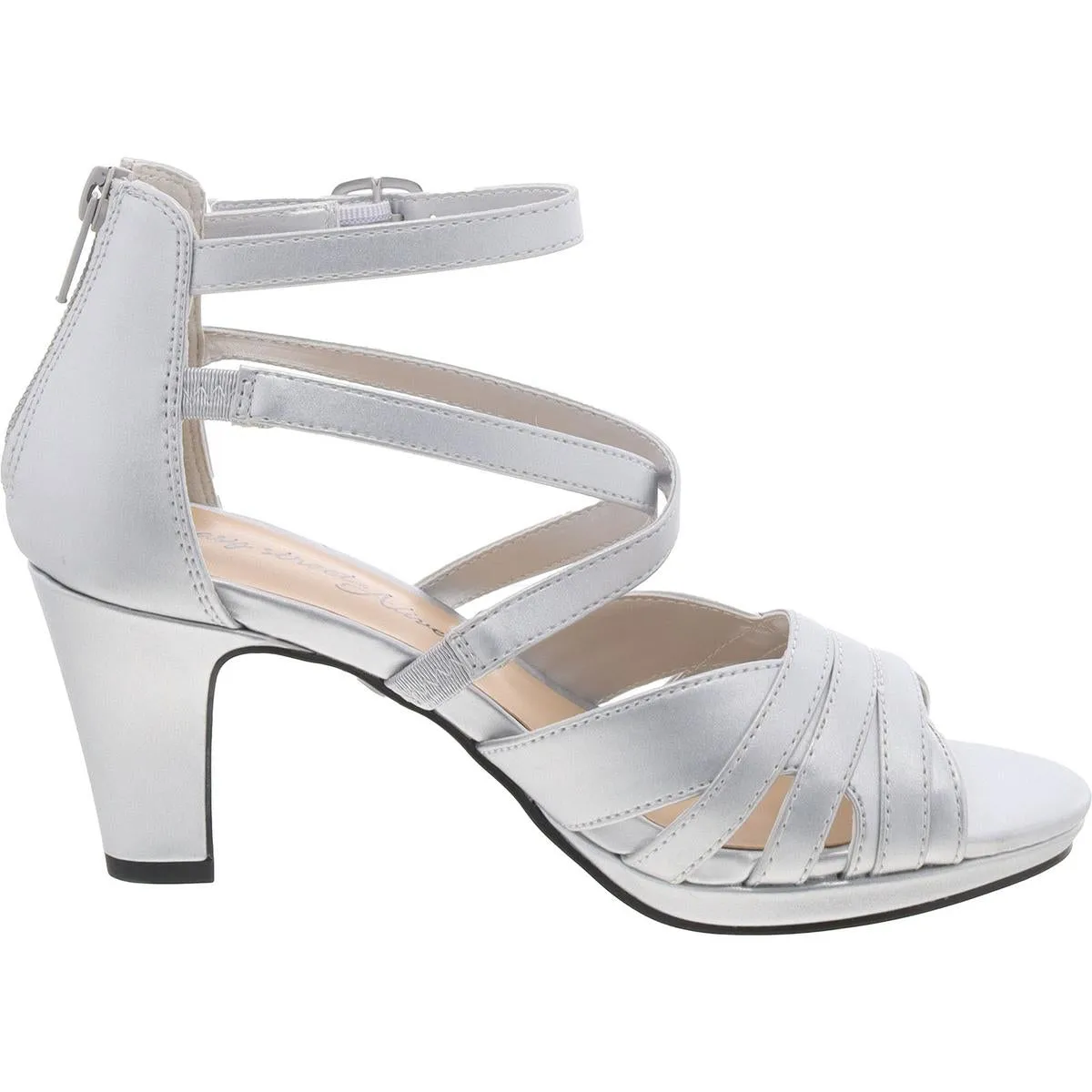 Crissa Womens Satin Peep Toe Block Heel