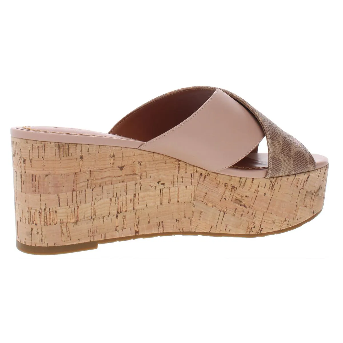 Cross Womens Faux Leather Embossed Wedge Sandals
