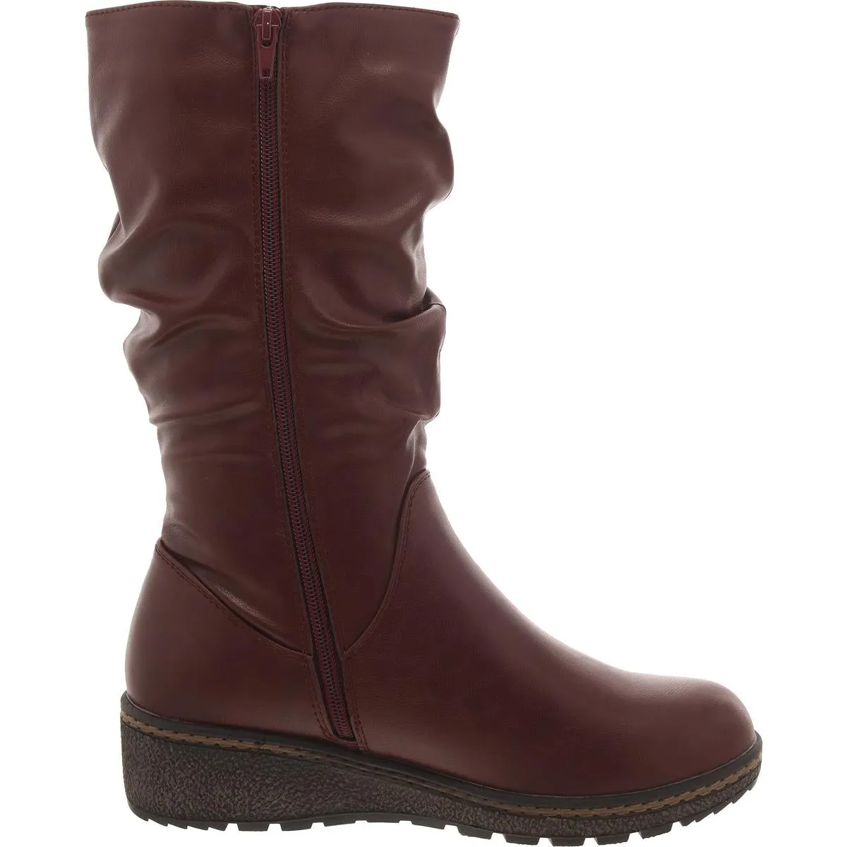 Dange Womens Faux Leather Padded Insole Knee-High Boots