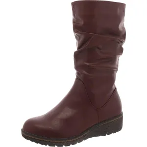 Dange Womens Faux Leather Padded Insole Knee-High Boots