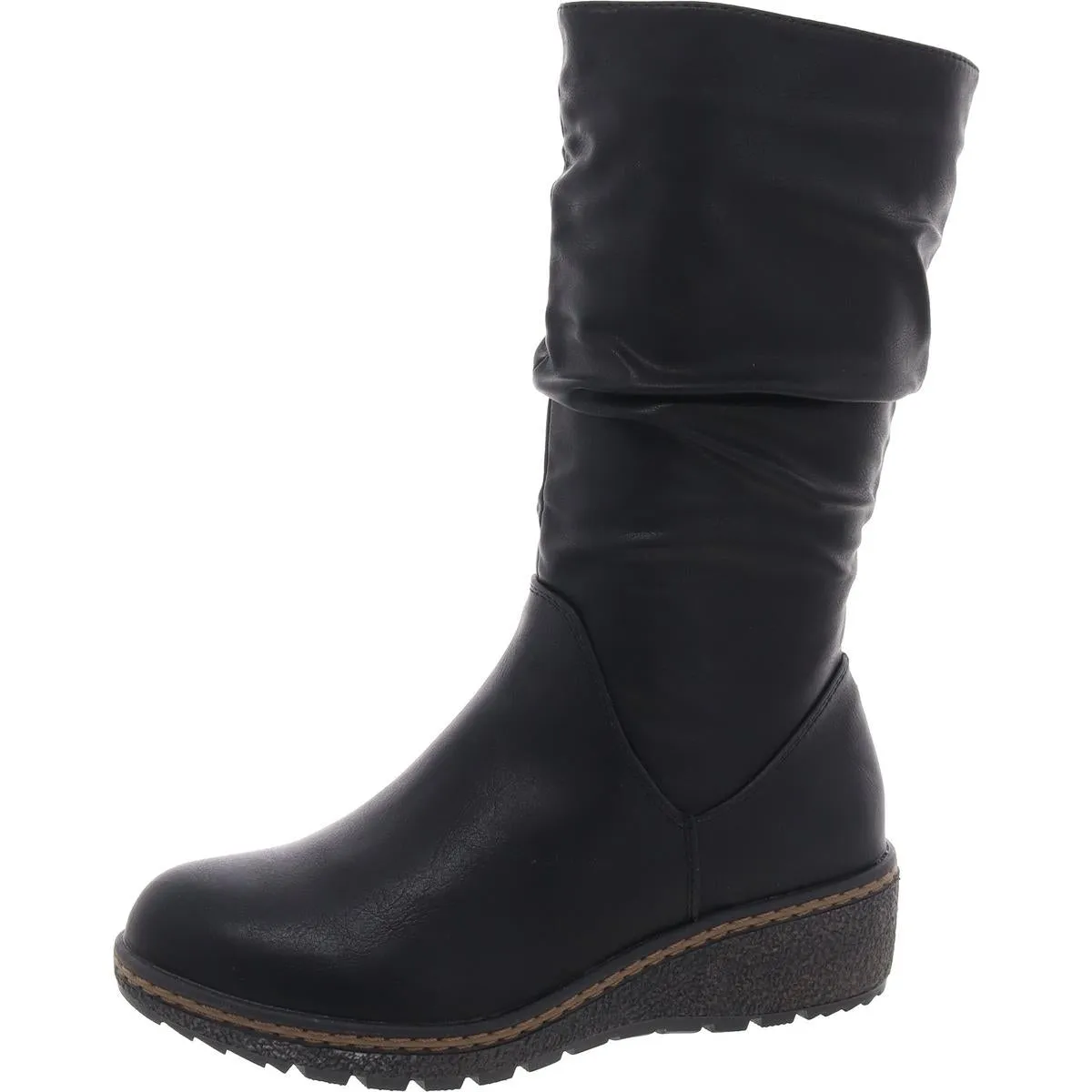 Dange Womens Faux Leather Padded Insole Knee-High Boots