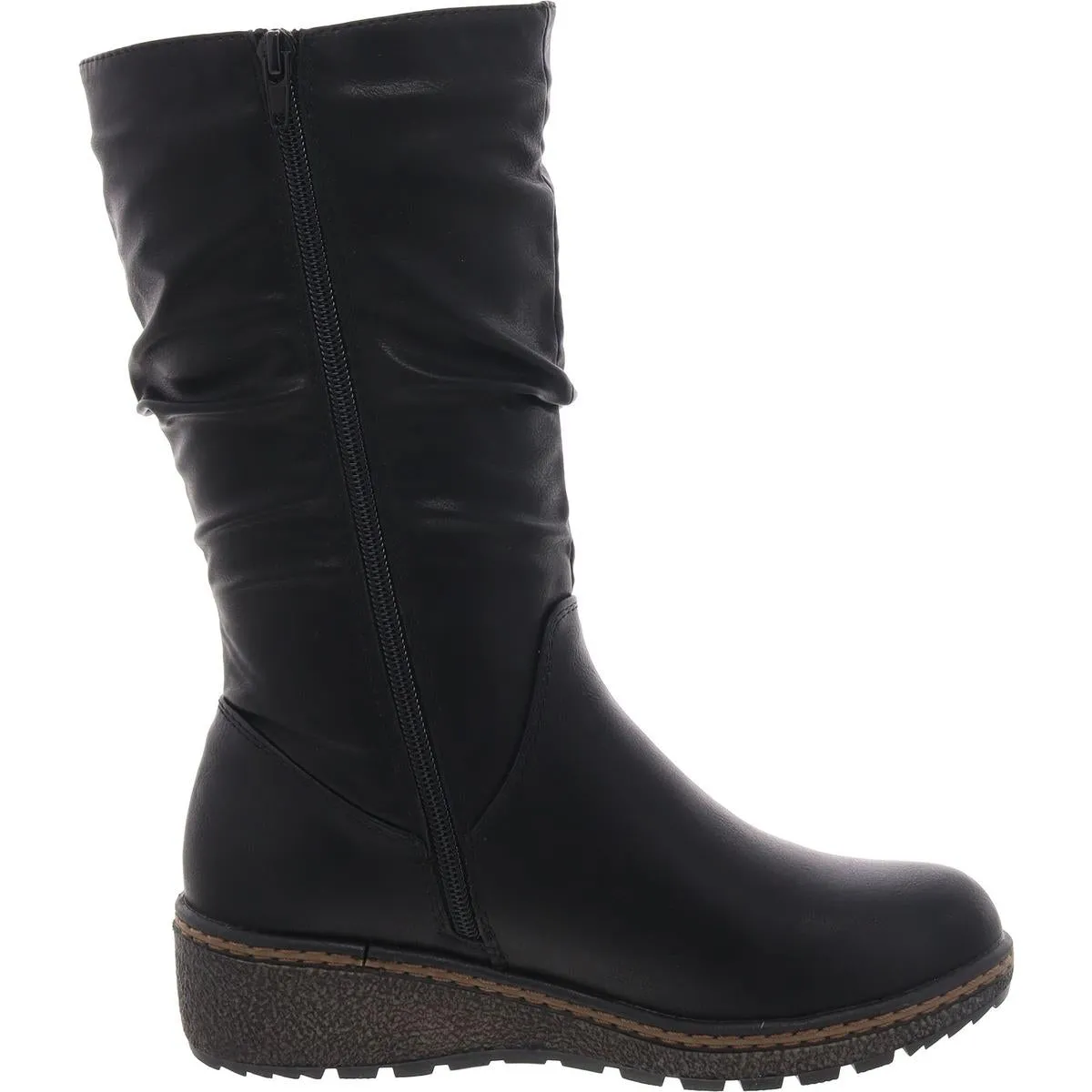 Dange Womens Faux Leather Padded Insole Knee-High Boots