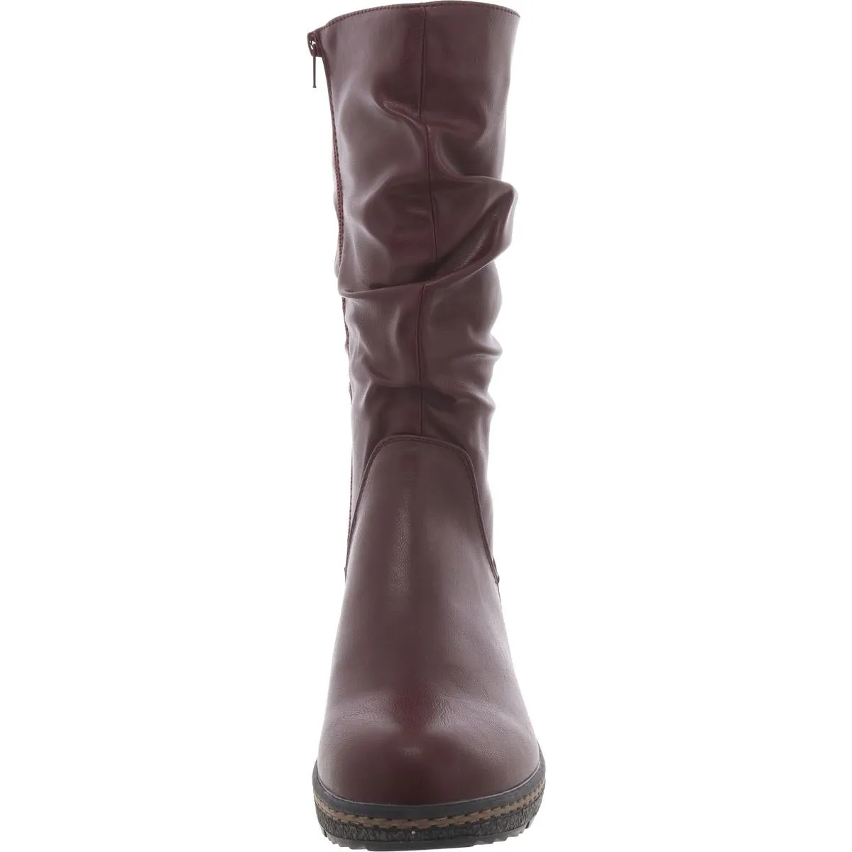 Dange Womens Faux Leather Padded Insole Knee-High Boots