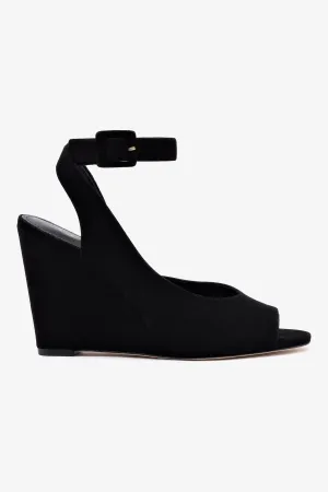 Deena By Larroud Wedge Sandal In Black Suede