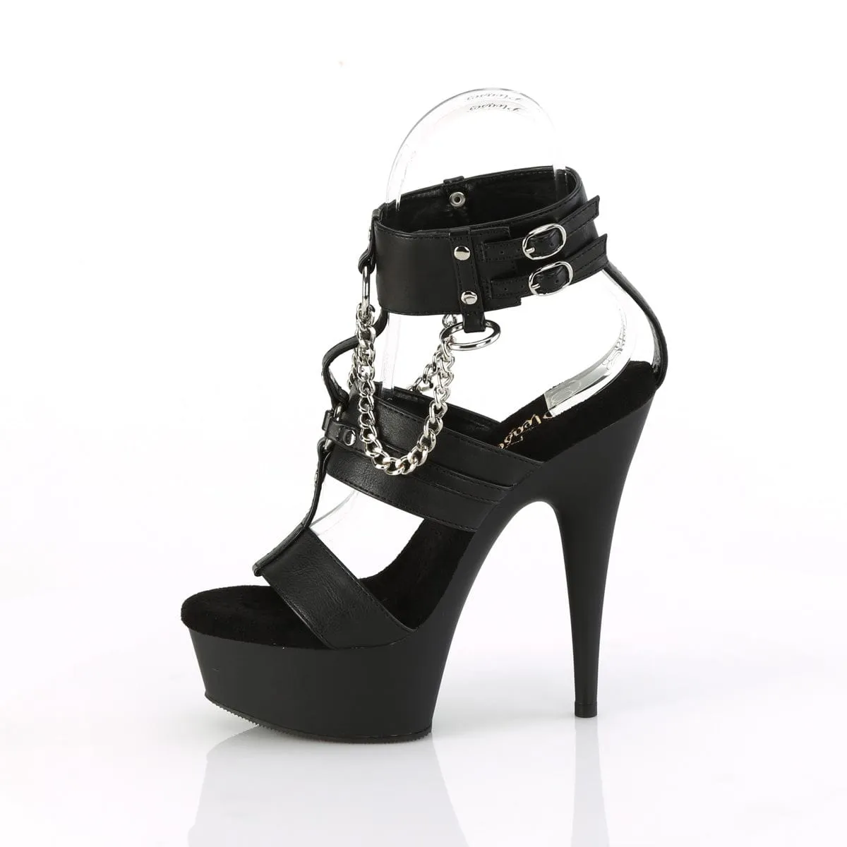 DELIGHT-661 Black Faux Leather/Black Matte