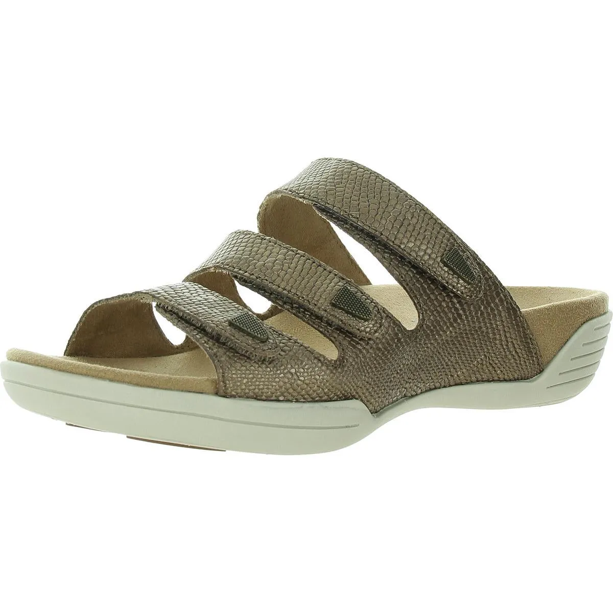 Delight Womens Leather Open Toe Slide Sandals
